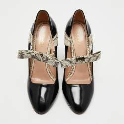 Gucci Tricolor Leather and Snakeskin Nimue Mary Jane Pumps Size 37