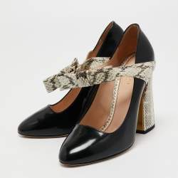 Gucci Tricolor Leather and Snakeskin Nimue Mary Jane Pumps Size 37