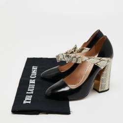 Gucci Tricolor Leather and Snakeskin Nimue Mary Jane Pumps Size 37