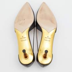 Pre Owned Gucci Black Leather Unia Cherry Bamboo Heel Pointed Toe Pumps Size 38