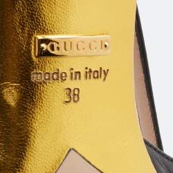 Pre Owned Gucci Black Leather Unia Cherry Bamboo Heel Pointed Toe Pumps Size 38