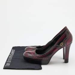 Gucci Black/Red Two-Tone Brogue Leather Platform Pumps Size 40.5