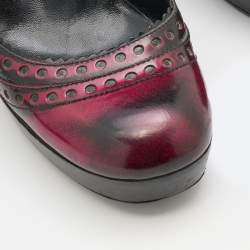 Gucci Black/Red Two-Tone Brogue Leather Platform Pumps Size 40.5