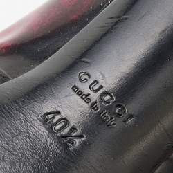 Gucci Black/Red Two-Tone Brogue Leather Platform Pumps Size 40.5