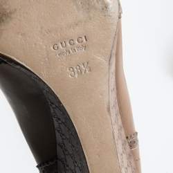 مملوكة مسبقًا Gucci Brown Brogue Leather Open Toe Microguccissima Wedge Pumps Size 38.5