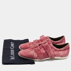 Pre Owned Gucci Pink Guccissima Suede Velcro Low Top Sneakers Size 38.5 