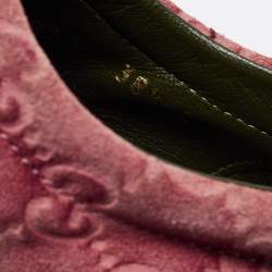 Pre Owned Gucci Pink Guccissima Suede Velcro Low Top Sneakers Size 38.5 