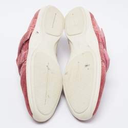 Pre Owned Gucci Pink Guccissima Suede Velcro Low Top Sneakers Size 38.5 
