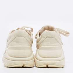 Pre Owned Gucci Beige Leather Rhyton Sneakers Size 35