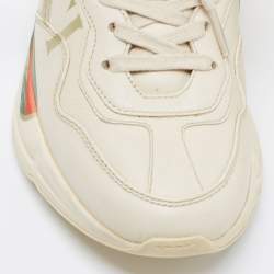 Pre Owned Gucci Beige Leather Rhyton Sneakers Size 35