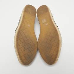 مملوكة مسبقًا Gucci Black Microguccissima Leather Flat Espadrilles Size 39.5