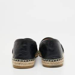 مملوكة مسبقًا Gucci Black Microguccissima Leather Flat Espadrilles Size 39.5