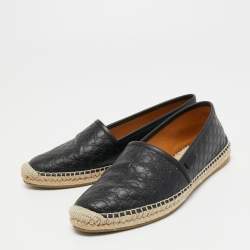مملوكة مسبقًا Gucci Black Microguccissima Leather Flat Espadrilles Size 39.5