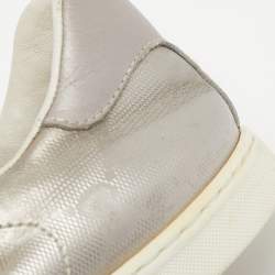 Gucci Silver GG Coated Canvas and Leather Ace Low Top Sneakers Size 37.5