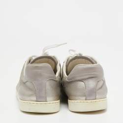 Gucci Silver GG Coated Canvas and Leather Ace Low Top Sneakers Size 37.5