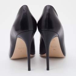 Pre Owned Gucci Black Leather Pearl Embellished Pumps Size 38