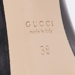 Pre Owned Gucci Black Leather Pearl Embellished Pumps Size 38