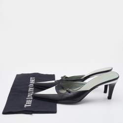 Gucci Black/White Leather Pointed Toe Mules Size 38.5