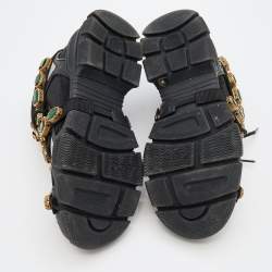 Pre Owned Gucci Black Mesh and Leather Flashtrek Chunky Sneakers Size 36