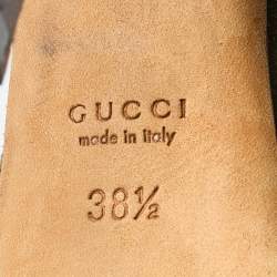 Pre Owned Gucci Green Suede Bamboo Ankle Strap Sandals Size 38.5