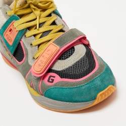 Gucci Multicolor Mesh and Suede Ultrapace Mid Top Sneakers Size 37.5  