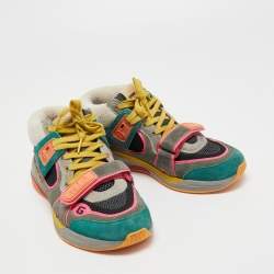 Gucci Multicolor Mesh and Suede Ultrapace Mid Top Sneakers Size 37.5  