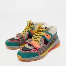 Gucci Multicolor Mesh and Suede Ultrapace Mid Top Sneakers Size 37.5  