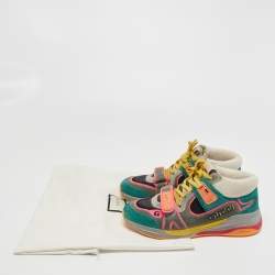 Gucci Multicolor Mesh and Suede Ultrapace Mid Top Sneakers Size 37.5  