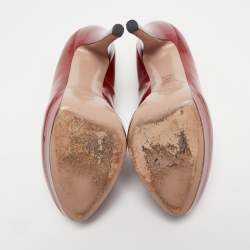 Pre Owned Gucci Red Patent Leather Platform Pumps Size 38.5