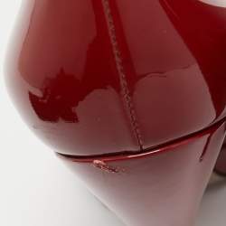 Pre Owned Gucci Red Patent Leather Platform Pumps Size 38.5