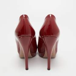 Pre Owned Gucci Red Patent Leather Platform Pumps Size 38.5