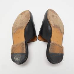 Pre Owned Gucci Black Leather Rose Embroidered Princetown Flat Mules Size 38