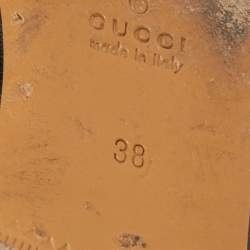 Pre Owned Gucci Black Leather Rose Embroidered Princetown Flat Mules Size 38