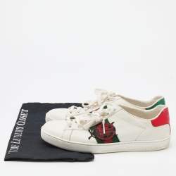 Gucci White Leather Ace Ladybug and Pineapple Low Top Sneakers Size 37.5