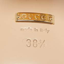 Gucci Black/Beige Snakeskin Embossed Leather Horsebit Slide Sandals Size 38.5