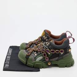 Gucci Multicolor Mesh and Leather Flashtrek Chunky Sneakers Size 38