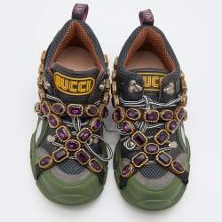 Gucci Multicolor Mesh and Leather Flashtrek Chunky Sneakers Size 38