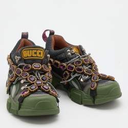 Gucci Multicolor Mesh and Leather Flashtrek Chunky Sneakers Size 38