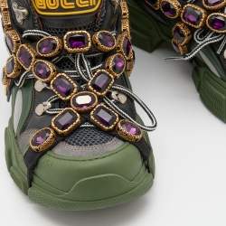 Gucci Multicolor Mesh and Leather Flashtrek Chunky Sneakers Size 38