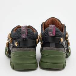 Gucci Multicolor Mesh and Leather Flashtrek Chunky Sneakers Size 38
