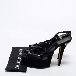 مملوكة مسبقًا Gucci Black Suede Peep Toe  Platform Sandals Size 41