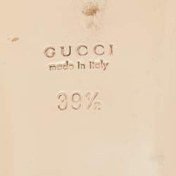 Pre Owned Gucci Metallic Green Knotted Leather Flat Slides Size 39.5