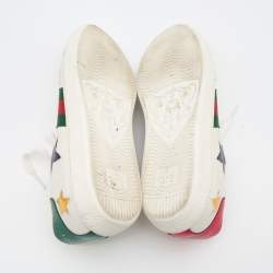 Pre Owned Gucci White Leather Metallic Stars Ace Low Top Sneakers Size 36