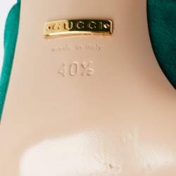 Pre Owned Gucci Green Suede GG Marmont Fringe Slide Sandals Size 40.5