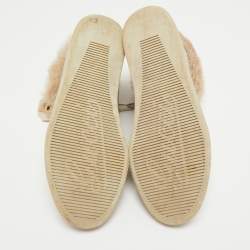 Gucci Cream Guccissima Leather and Fur High Top Sneakers Size 38