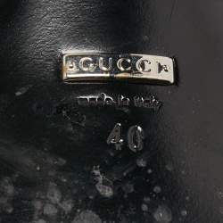 Pre Owned Gucci Black Studded Leather Leila Ankle Strap Sandals Size 40