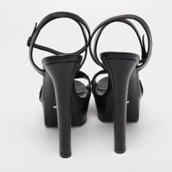 Pre Owned Gucci Black Studded Leather Leila Ankle Strap Sandals Size 40
