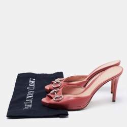 Pre Owned Gucci Pink Leather Hollywood Slide Sandals Size 39