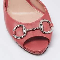 Pre Owned Gucci Pink Leather Hollywood Slide Sandals Size 39