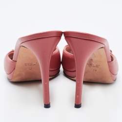 Pre Owned Gucci Pink Leather Hollywood Slide Sandals Size 39